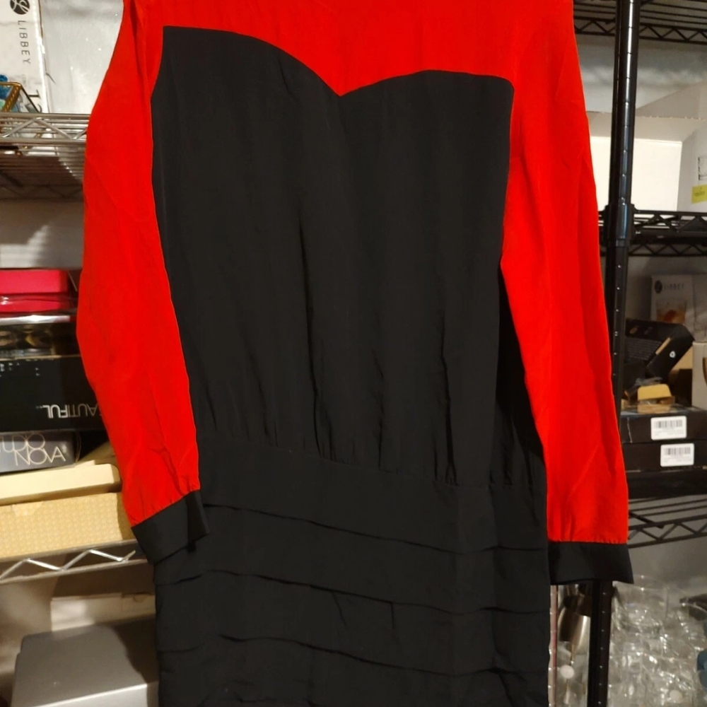 Elegant Red and Black Women's Dress